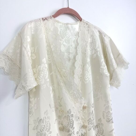 Vintage Victoria's Secret Gold Crown Label Lace Trim Satin Ivory Nightgown - Picture 7 of 16